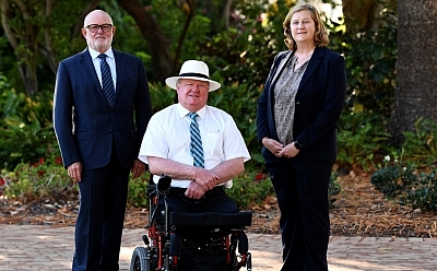 Mr Graham Edwards together with St Bart's Chair of the board Mel Ashton and CEO Samantha Drury